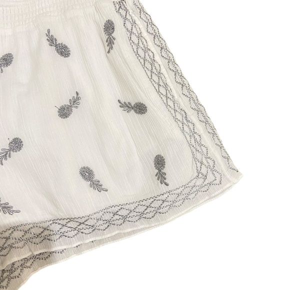 J crew cotton lined white shorts silver metallic embroidery pineapples medium - Picture 6 of 10